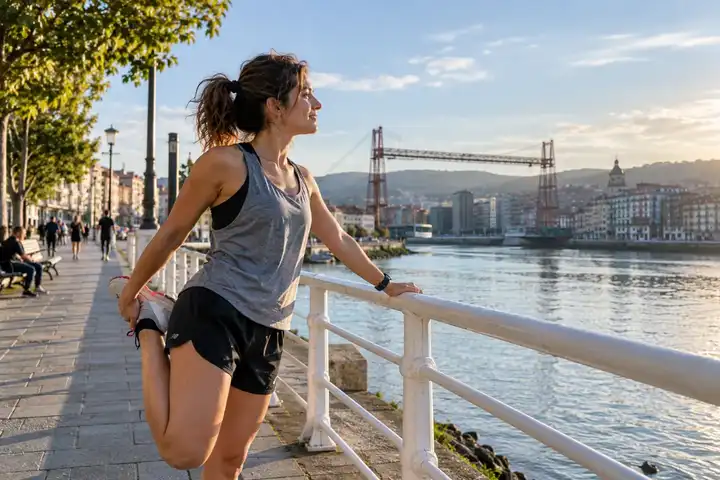 Mujer corriendo junto a la ría